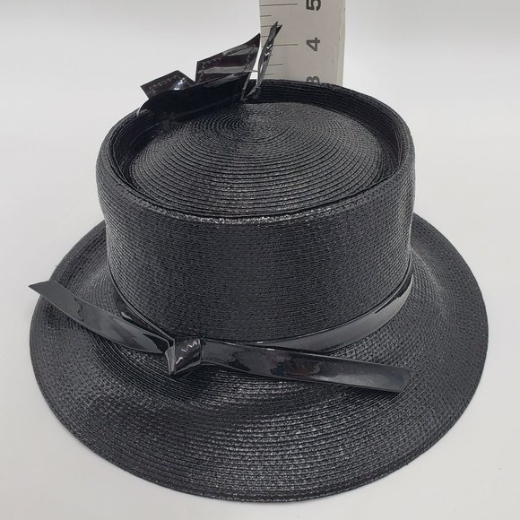 Mr. John Classic Black Hat with Patent Butterfly main image 5
